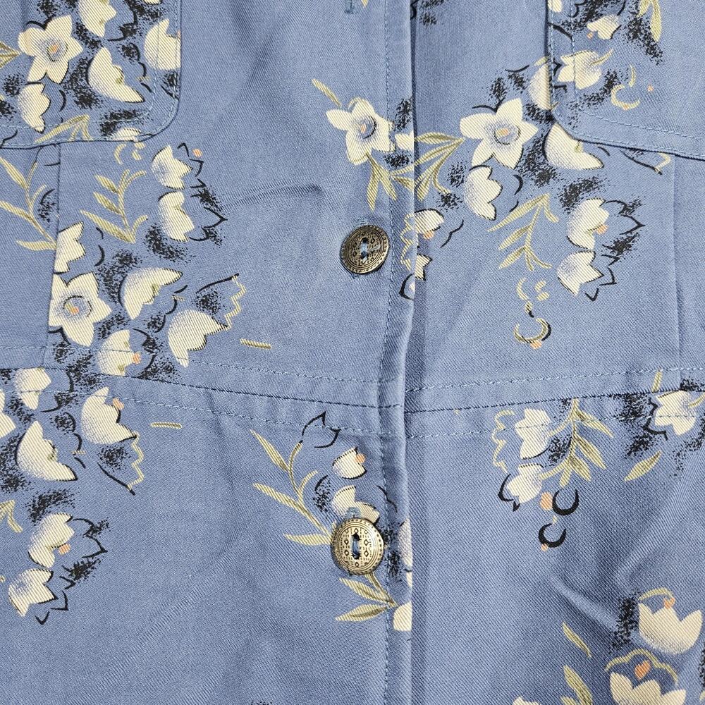 Directives Maxi Dress Womens L Blue Floral Cottagecore Prairie Button Down 90s - Picture 3 of 12
